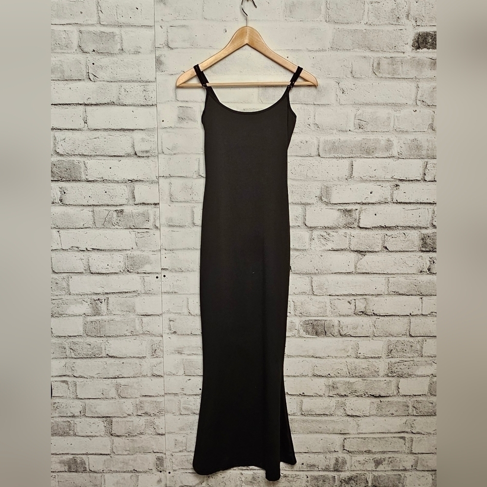 Black Bodycon Maxi Dress Womens Small Sleeveless Minimalist Slip Dress